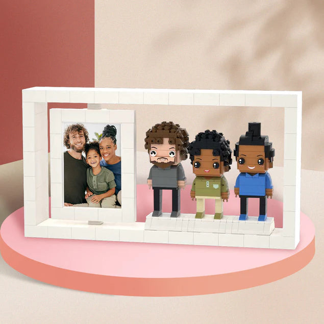 Full Body Customizable 3 People Custom Brick Figures Photo Frame Small Particle Block