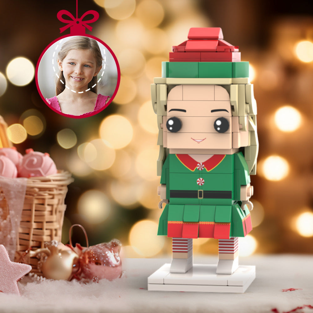 Christmas Gifts Custom Head Brick Figures Personalized Santa's Elf Brick Figures Small Particle Block Toy