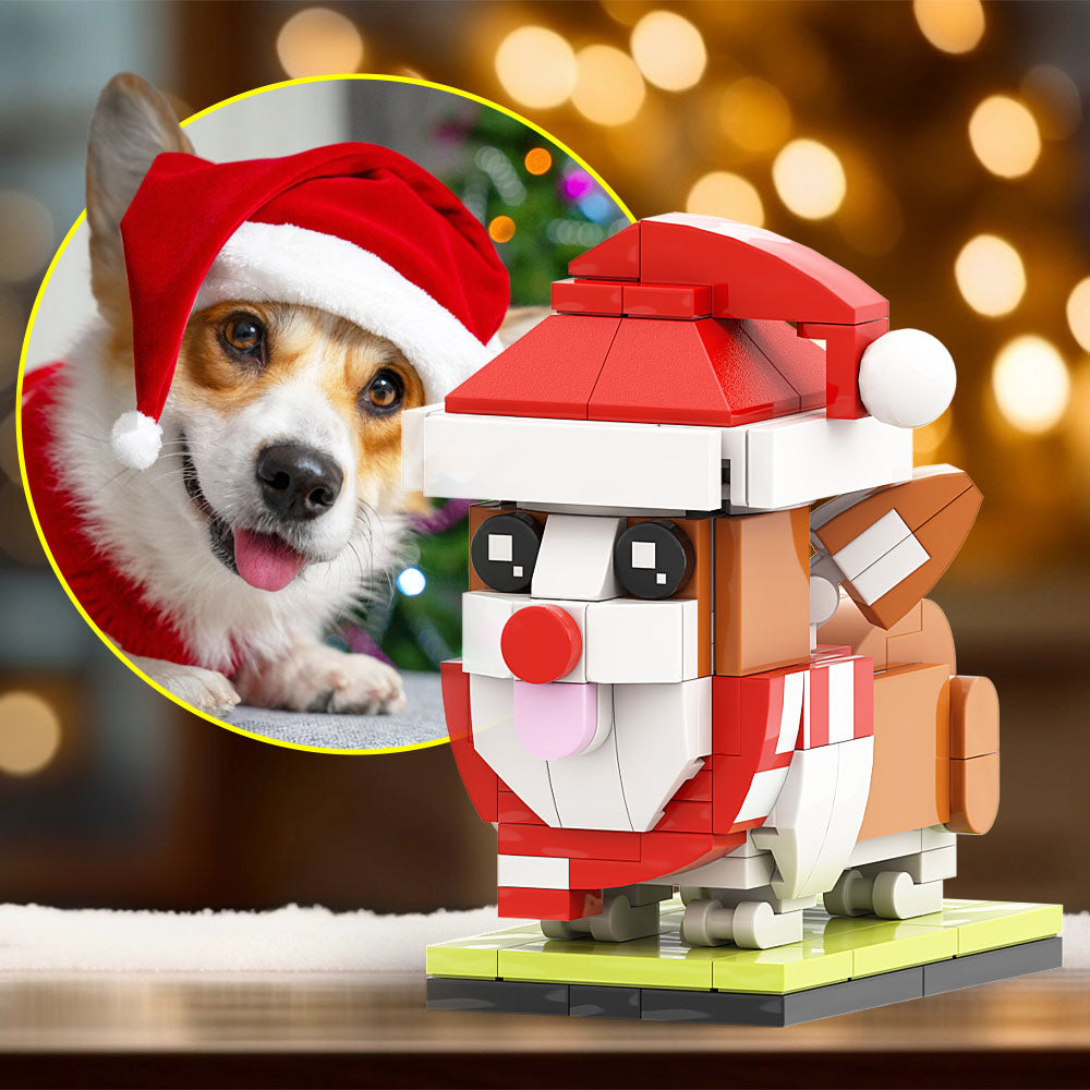 Christmas Detailed Corgi Fully Body Puppy Customizable Corgi 1 Dog Photo Custom Brick Figures Small Particle Block Brick Me Figures Customized Corgi Only