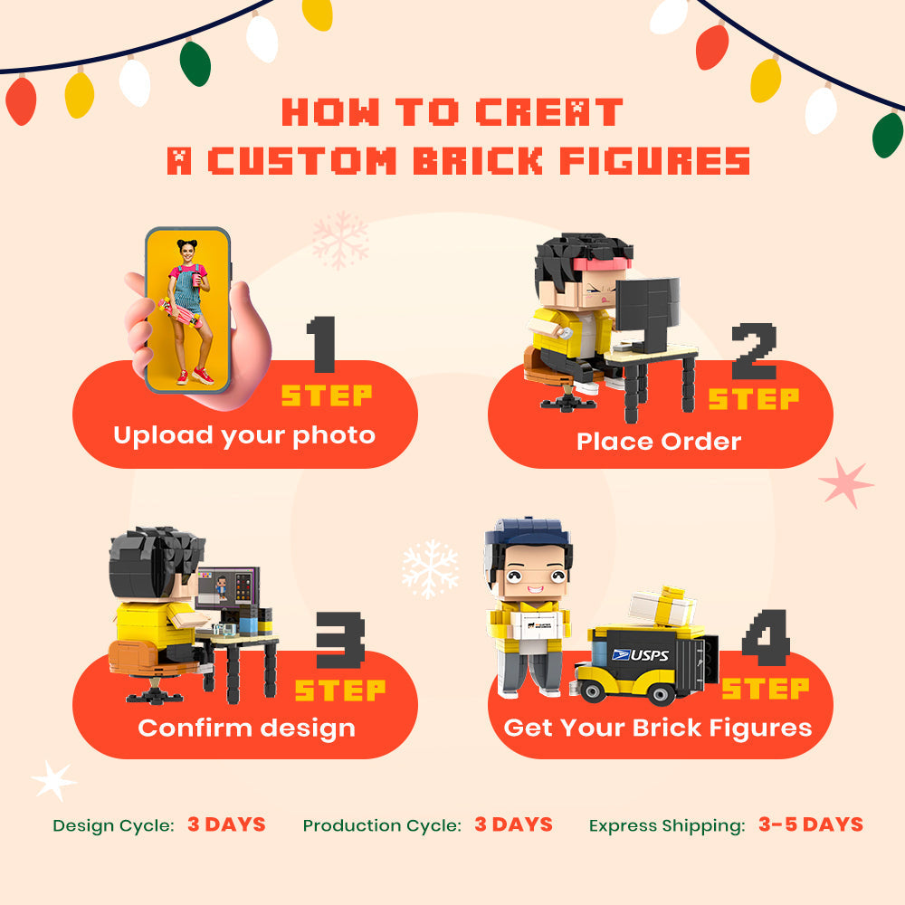 Custom Brick Figures & Block Photo Puzzle Fully Body 2 People Custom Brick Figures Persanalized Brick Figures