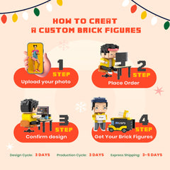 Christmas Gifts Custom Head Brick Figures Personalized Brick Figures with Christmas Tree Pattern Small Particle Block Toy