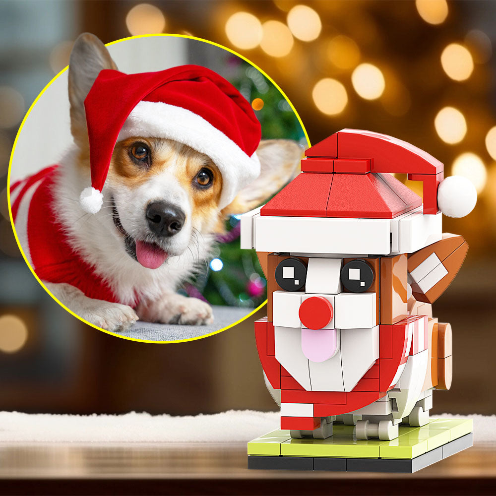 Christmas Detailed Corgi Fully Body Puppy Customizable Corgi 1 Dog Photo Custom Brick Figures Small Particle Block Brick Me Figures Customized Corgi Only